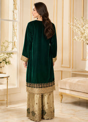 Embroidered Velvet 3-Piece Stitched Kurta & Sharara Suit