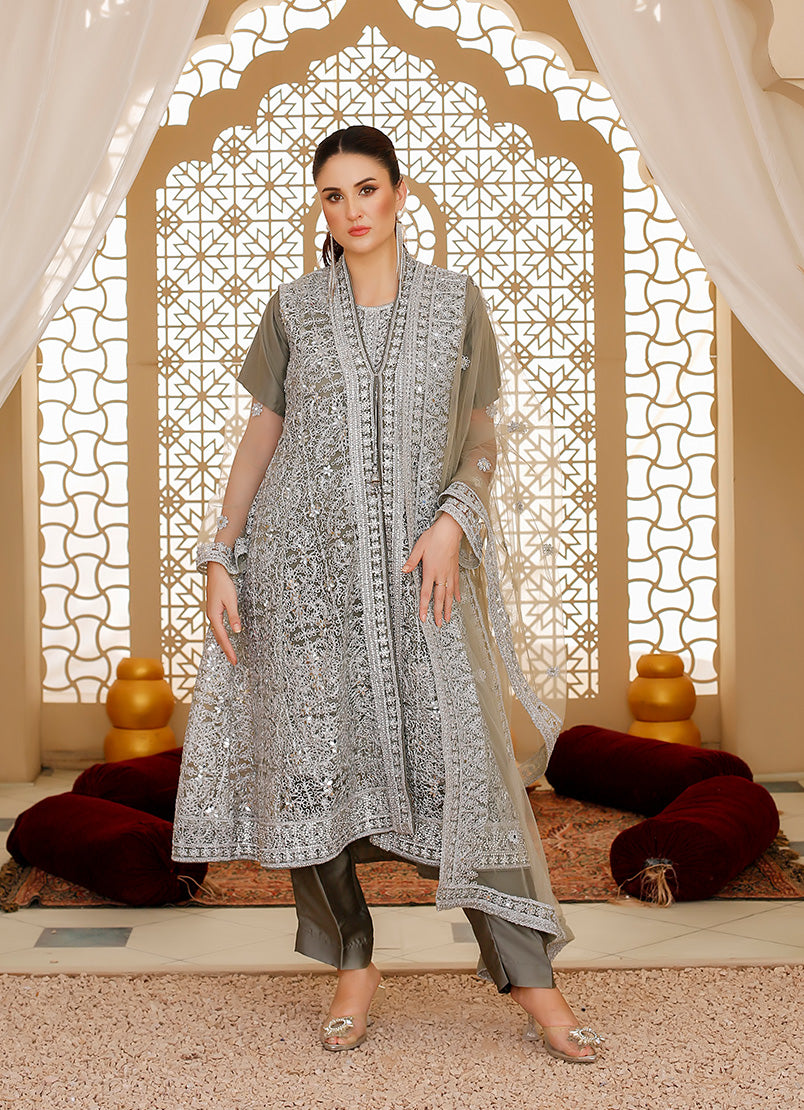 Exquisite Net Coat Ensemble
