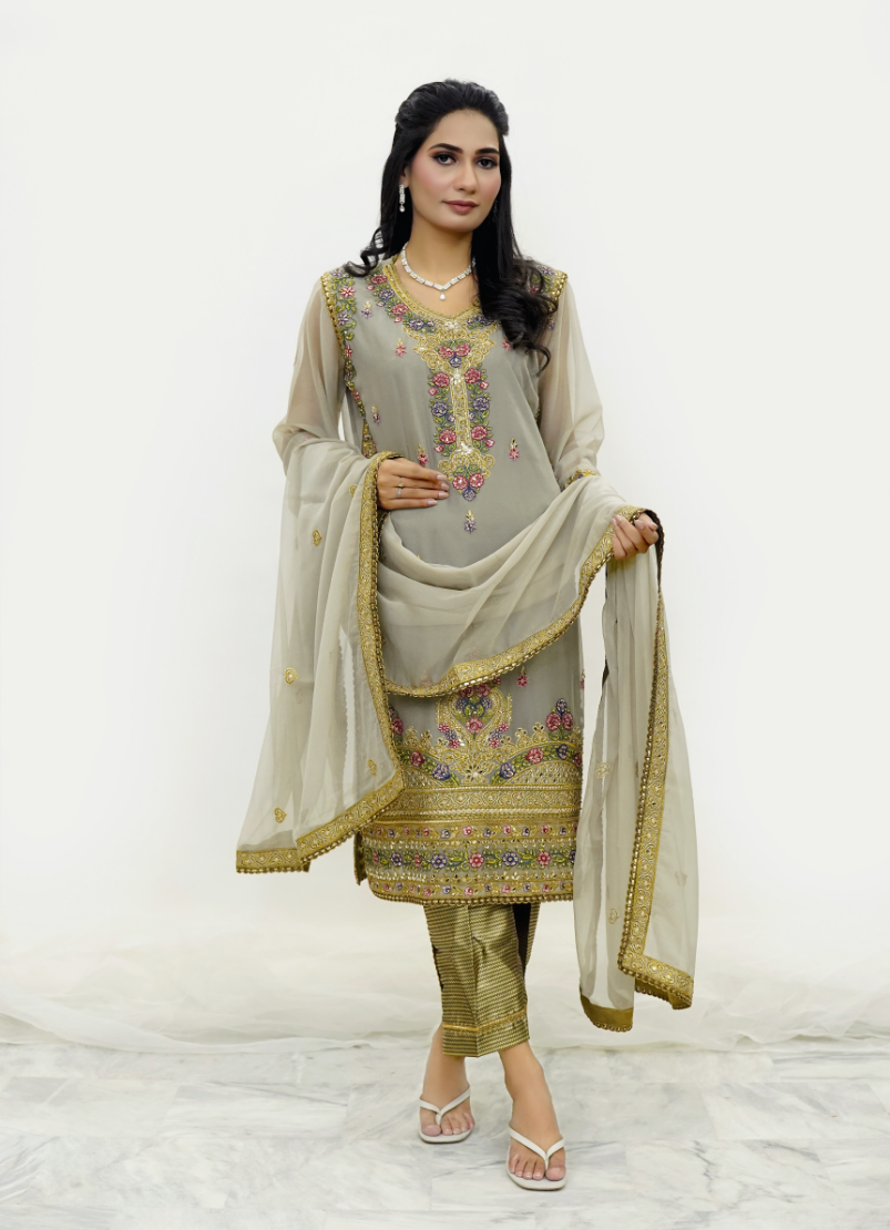Gray Chiffon Ensemble