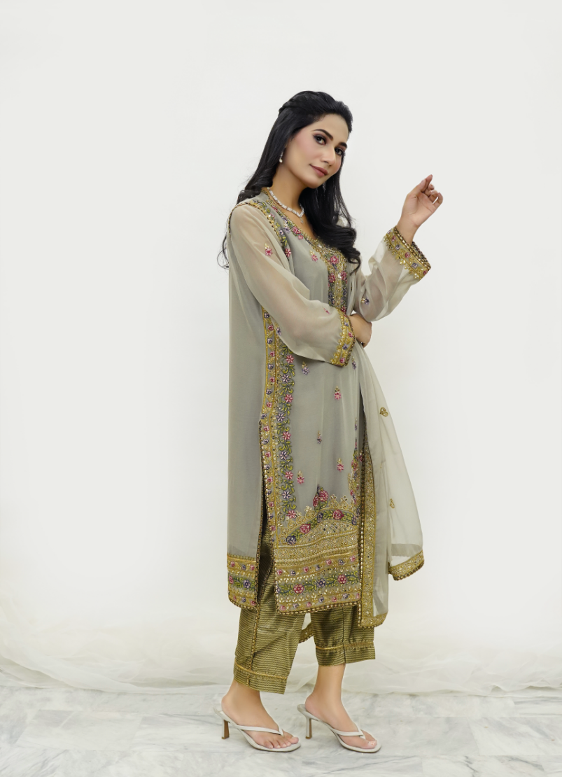 Gray Chiffon Ensemble